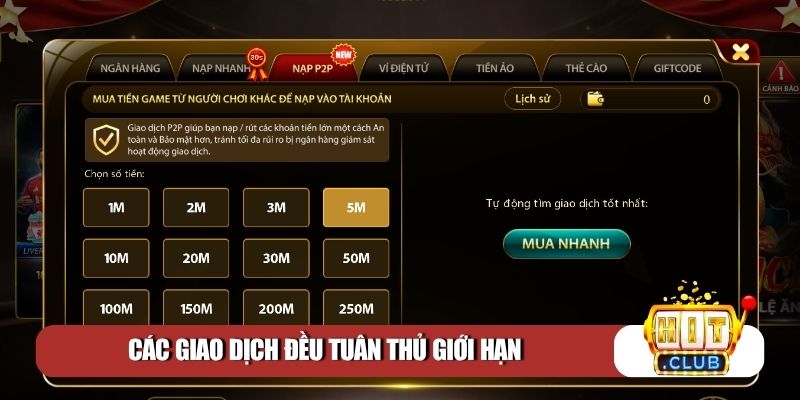 Các giao dịch đều tuân thủ giới hạn